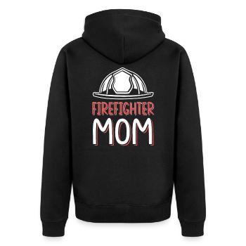 feuerwehr mama - Unisex Premium Bio Zip Hoodie - Schwarz - Hinten - Nico (187cm)
