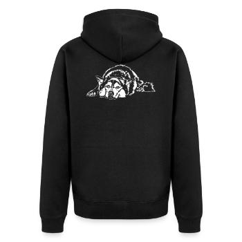 SIBERIAN HUSKY lustiger Hund Hunde Wilsigns - Unisex Premium Bio Zip Hoodie - Schwarz - Hinten - Nico (187cm)