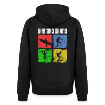 Surfen für Surfer Vintage Siargao Island Geschenk - Unisex Premium Bio Zip Hoodie - Schwarz - Hinten - Nico (187cm)