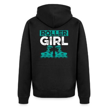 roller girl inline skate - Unisex Premium Bio Zip Hoodie - Schwarz - Hinten - Nico (187cm)