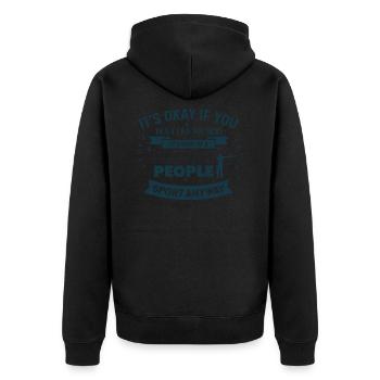 Olymp Bogenschießen – Ok if you don't like archery - Unisex Premium Bio Zip Hoodie - Schwarz - Hinten - Nico (187cm)
