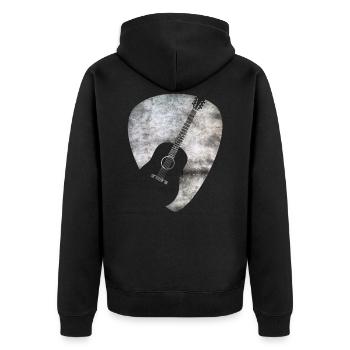 Gitarren Plektrum - Gitarre Rock Metal Roll Band - Unisex Premium Bio Zip Hoodie - Schwarz - Hinten - Nico (187cm)