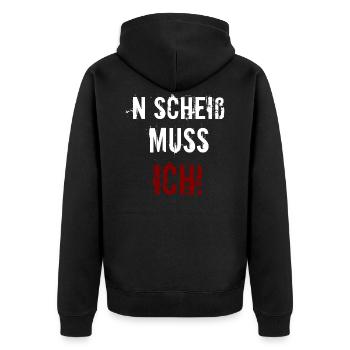 N Scheiß muss ich! Lustiger Spruch Sprüche Spruch - Unisex Premium Bio Zip Hoodie - Schwarz - Hinten - Nico (187cm)