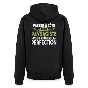 Paysagiste élagueur jardin métier arbuste cadeau - Veste à capuche bio Premium Unisexe - noir - Dos - Nico (187cm)