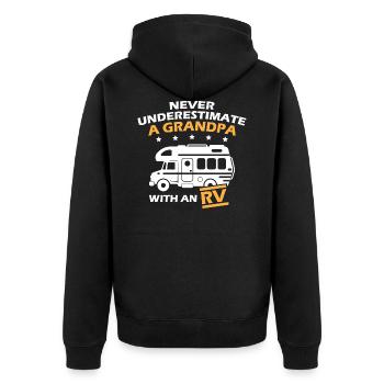 Never Underestimate A Grandpa With An RV - Unisex Premium Bio Zip Hoodie - Schwarz - Hinten - Nico (187cm)