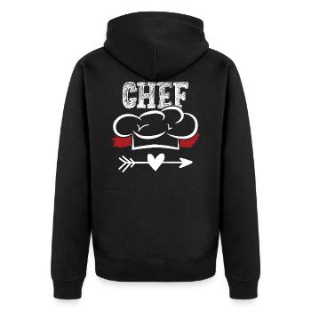 chef chef - Unisex Premium Organic Zip Hoodie - black - Back - Nico (187cm)
