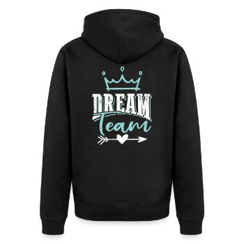 Dream Team - Unisex Premium Bio Zip Hoodie - Schwarz - Hinten - Nico (187cm)