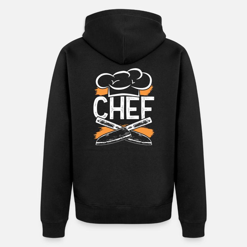 chef kochen - Unisex Premium Bio Zip Hoodie - Schwarz
