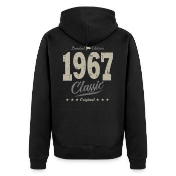 LIMITED EDITION né en 1967 anniversaire 55 ans - Veste à capuche bio Premium Unisexe - noir - Dos - Nico (187cm)