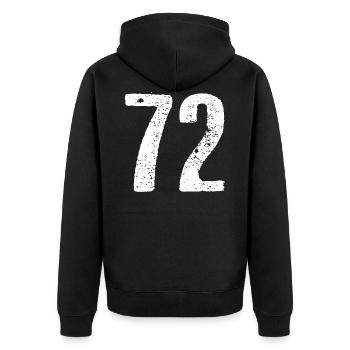 72 Zahl Vintage - Unisex Premium Bio Zip Hoodie - Schwarz - Hinten - Nico (187cm)
