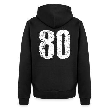 80 Number Vintage - Unisex Premium Organic Zip Hoodie - black - Back - Nico (187cm)