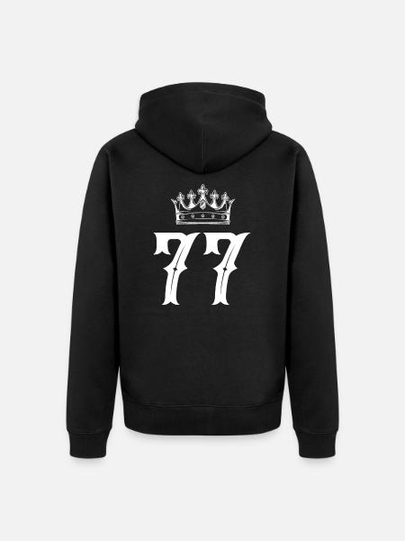 77 Number crown - Unisex Premium Organic Zip Hoodie - black