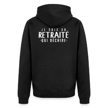 Retraité humour cadeau drôle retraite - Veste à capuche bio Premium Unisexe - noir - Dos - Nico (187cm)
