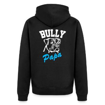 BULLY Papa - Old English Bulldog - Hunde Herrchen - Unisex Premium Bio Zip Hoodie - Schwarz - Hinten - Nico (187cm)