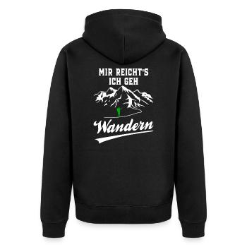 Mir Reicht´s Ich Geh Wandern - Wander Funshirt - Unisex Premium Bio Zip Hoodie - Schwarz - Hinten - Nico (187cm)