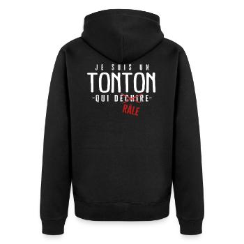 Tonton râleur cadeau drôle humour rigolo - Veste à capuche bio Premium Unisexe - noir - Dos - Nico (187cm)