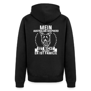 Aussie Australian Shepherd Familie - Unisex Premium Bio Zip Hoodie - Schwarz - Hinten - Nico (187cm)