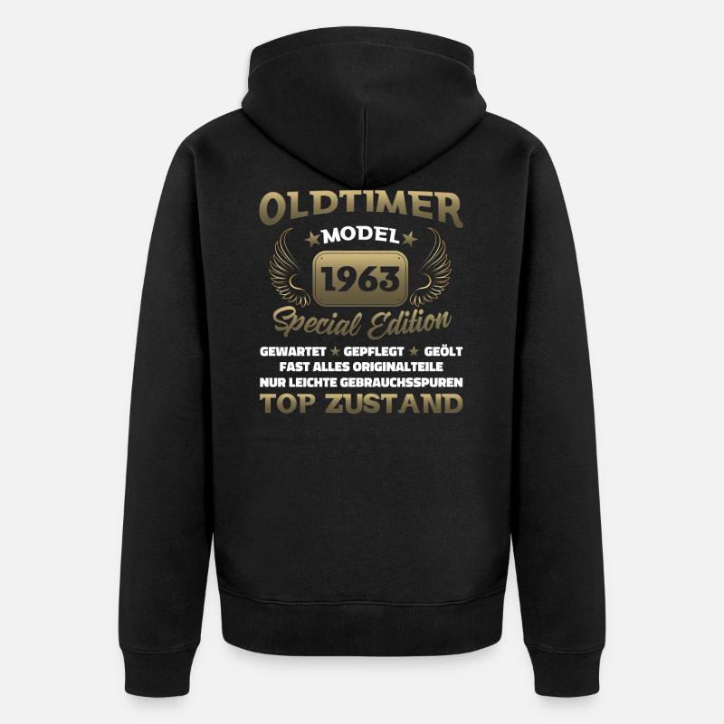 Oldtimer Modell 1963 Geburtstag Lustiger Spruch - Unisex Premium Bio Zip Hoodie - Schwarz