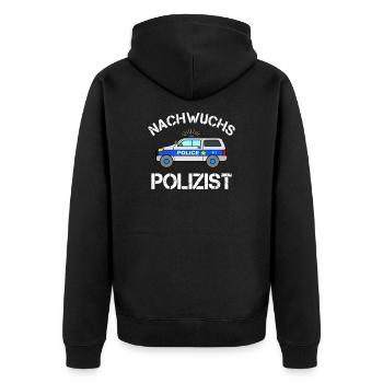 Nachwuchs Polizist Baby Kind Polizei Auto Geschenk - Unisex Premium Bio Zip Hoodie - Schwarz - Hinten - Nico (187cm)