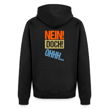 NEIN DOCH OHHH - Louis de Funes Film Zitat - Unisex Premium Bio Zip Hoodie - Schwarz - Hinten - Nico (187cm)