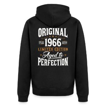 Vintage 1966 Original Vintage Birthday Gift - Unisex Premium Organic Zip Hoodie - black - Back - Nico (187cm)