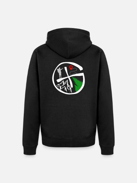 Geocacher auf der Suche Cache Logo Geocaching Fans - Unisex Premium Bio Zip Hoodie - Schwarz