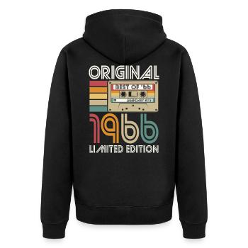 Born 1966 Original Retro Vintage Birthday - Unisex Premium Organic Zip Hoodie - black - Back - Nico (187cm)