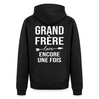 Grand Frère Encore Une Fois Annonce Grossesse - Veste à capuche bio Premium Unisexe - noir - Dos - Nico (187cm)