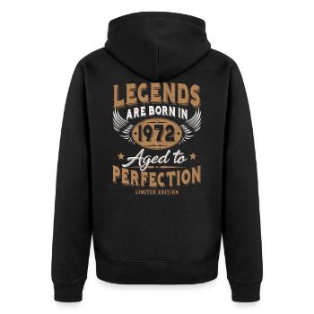 Né en 1972 Legends Cadeau d’anniversaire - Veste à capuche bio Premium Unisexe - noir - Dos - Nico (187cm)