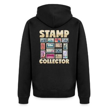 Stamp Collector Franked Letters Post - Unisex Premium Organic Zip Hoodie - black - Back - Nico (187cm)