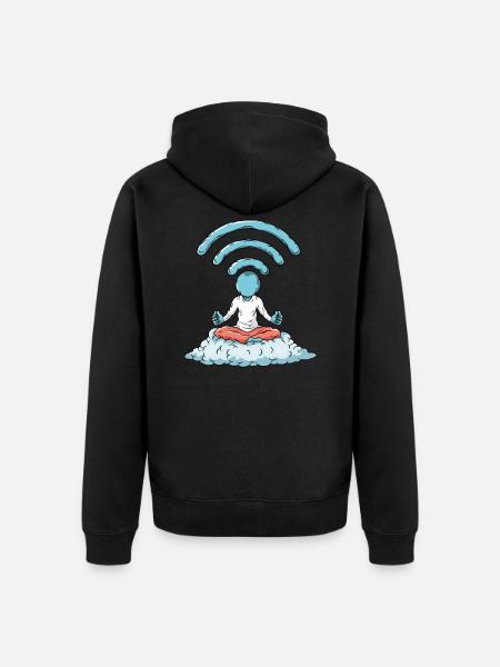 Nerd WiFi Computer - Unisex Premium Organic Zip Hoodie - black