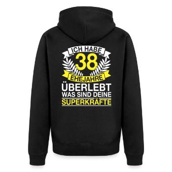 38 Ehejahre Überlebt 38 Hochzeitstag Geschenk - Unisex Premium Bio Zip Hoodie - Schwarz - Hinten - Nico (187cm)