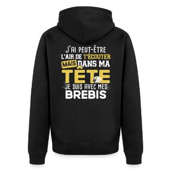 Brebis Mouton Agneau Laine Humour Ferme Agricole - Veste à capuche bio Premium Unisexe - noir - Dos - Nico (187cm)