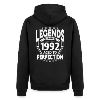 Né 1992 Année de naissance Cadeau d’anniversaire - Veste à capuche bio Premium Unisexe - noir - Dos - Nico (187cm)