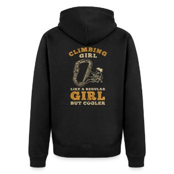 Climbing Girl Bouldering Berg Klettern Bouldern - Unisex Premium Bio Zip Hoodie - Schwarz - Hinten - Nico (187cm)