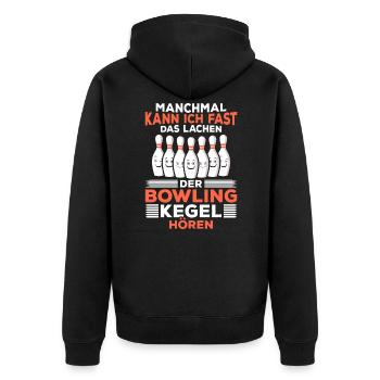 Bowling spielen - Lustiges Bowling Kegeln Kegler - Unisex Premium Bio Zip Hoodie - Schwarz - Hinten - Nico (187cm)