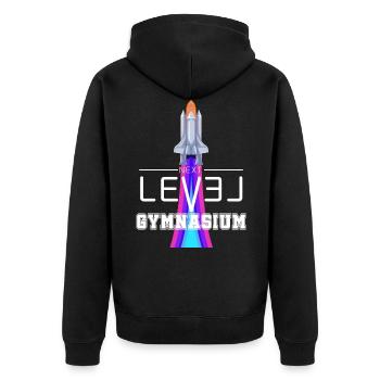 Gymnasium Grundschulabschluss Level Rakete - Unisex Premium Bio Zip Hoodie - Schwarz - Hinten - Nico (187cm)