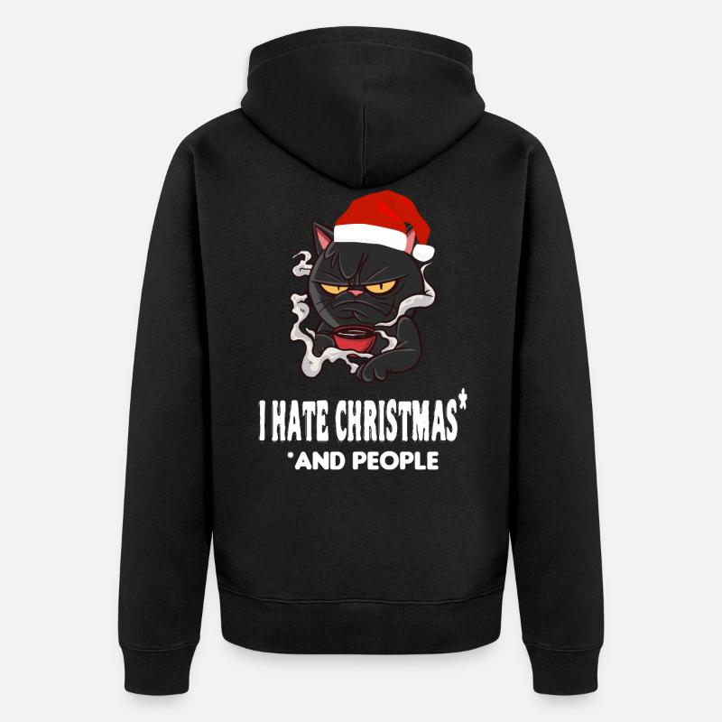 Drôle de chat Noël - Veste à capuche bio Premium Unisexe - noir