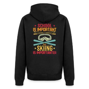 Skiers Schoolchildren Skiing Skiing Boys - Unisex Premium Organic Zip Hoodie - black - Back - Nico (187cm)