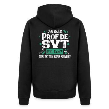 Prof Professeur SVT Sciences Vie Terre Métier - Veste à capuche bio Premium Unisexe - noir - Dos - Nico (187cm)