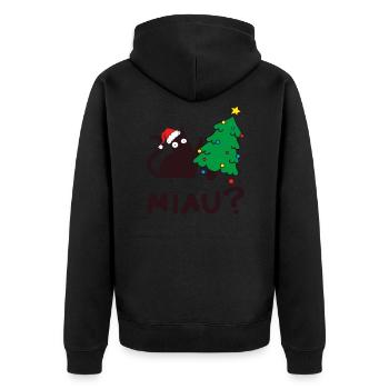 Crazy cat attacks the Christmas tree. - Unisex Premium Organic Zip Hoodie - black - Back - Nico (187cm)