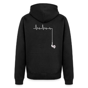 Bungee Jumping Heartbeat Unicorn Bungee Jumpers - Unisex Premium Organic Zip Hoodie - black - Back - Nico (187cm)