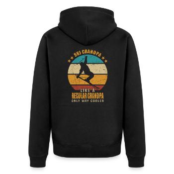Skier Grandfather Skiing Grandpa Ski Grandpa - Unisex Premium Organic Zip Hoodie - black - Back - Nico (187cm)