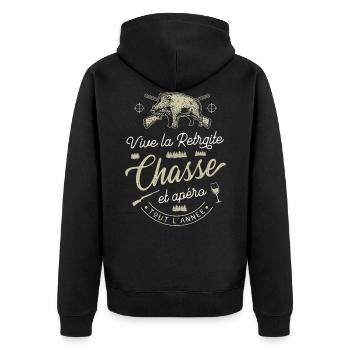 Vive La Retraite Chasse Apéro Chasseur Retraité - Veste à capuche bio Premium Unisexe - noir - Dos - Nico (187cm)