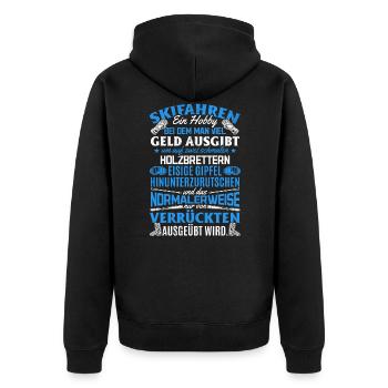 Skifahrer Spruch Après-ski Party Skiing Skifahren - Unisex Premium Bio Zip Hoodie - Schwarz - Hinten - Nico (187cm)