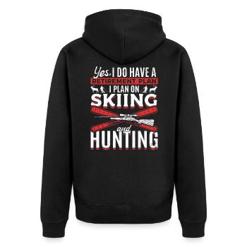 Retirement Plan Skiing Hunting Skier Jäger - Unisex Premium Organic Zip Hoodie - black - Back - Nico (187cm)