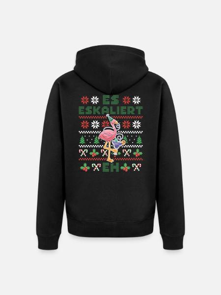 Christmas Flamingo It Escalates Anyway - Unisex Premium Organic Zip Hoodie - black