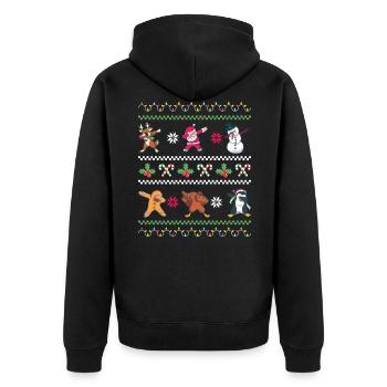 Weihnachten Christmas Pajama Dabbing Santa Claus - Unisex Premium Bio Zip Hoodie - Schwarz - Hinten - Nico (187cm)