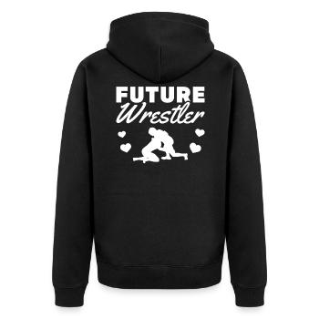 Baby Future Wrestler Wrestling Kampfsport Ringen - Unisex Premium Bio Zip Hoodie - Schwarz - Hinten - Nico (187cm)