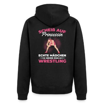 Wrestling Mädchen Wrestling Girl I Ringen Wrestler - Unisex Premium Bio Zip Hoodie - Schwarz - Hinten - Nico (187cm)